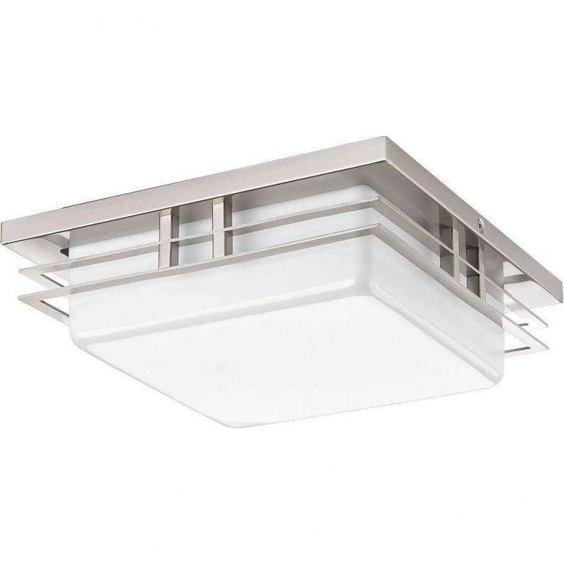 Brushed Nickel 11" LED Flush Mount Light with Glass Shade