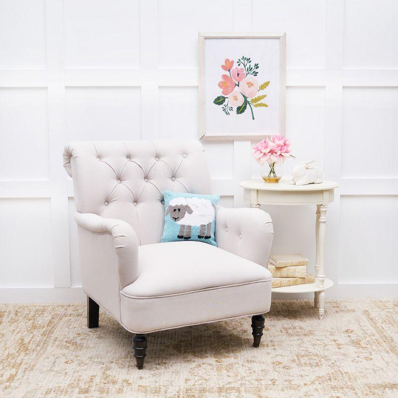 C&F Home 12" x 12" Fluffy Sheep Hooked Spring Easter Themed Small/Petite Accent Throw Pillow