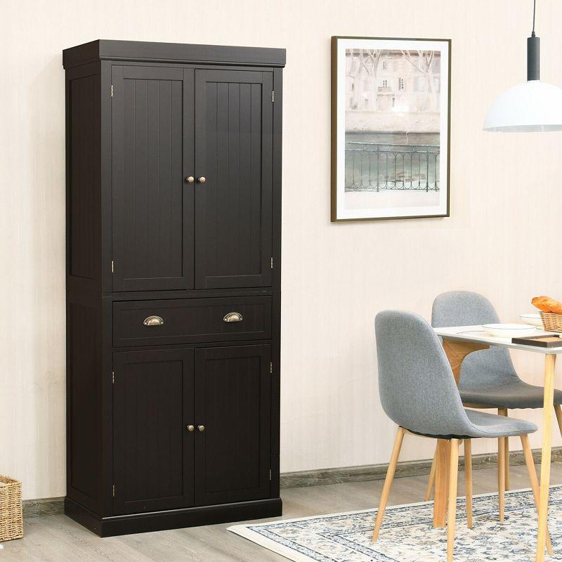 Costway Kitchen Cabinet Pantry Cupboard Freestanding with Shelves Espresso