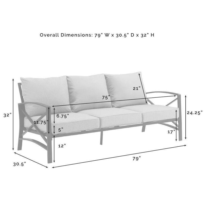 Kaplan Outdoor Metal Sofa Oil Rubbed Bronze with Oatmeal Cushions - Crosley: Steel Frame, UV-Resistant, 3-Seater