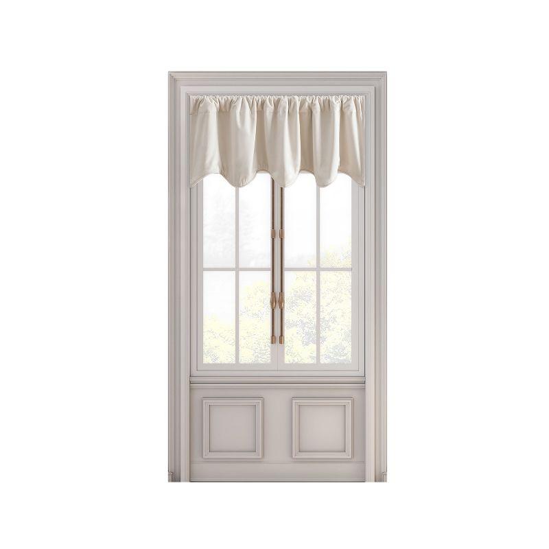 Ricardo Velvet Rod Pocket w/Back Tabs Scalloped Valance w/Backout Lining 50x17 Bone