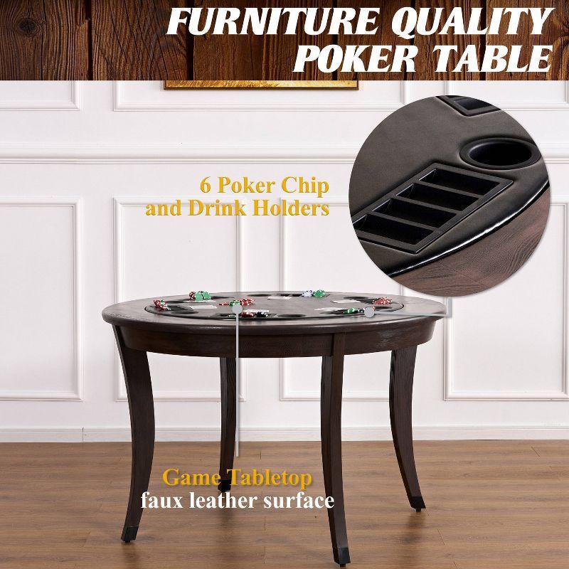 Barrington 48-in Onyx Poker Table 2-in-1 Flip-Top Dining Table for 6 Players