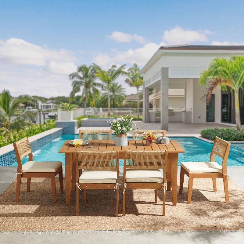 Eucalyptus Wood 6-Person Outdoor Dining Set with Cushions