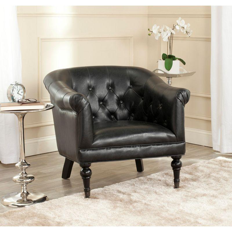 Nicolas Tufted Club Chair - Antique Black - Safavieh