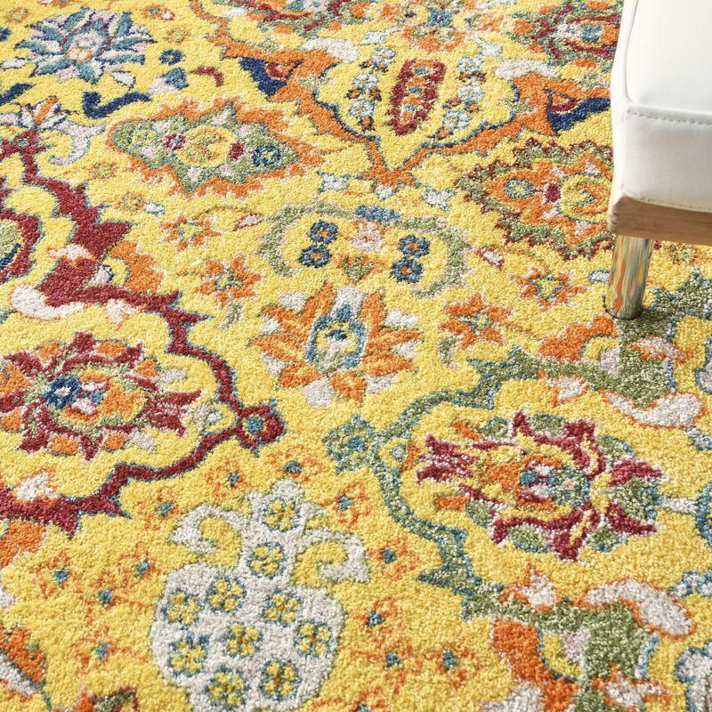 Bohemian Bliss Yellow Floral Synthetic 7' x 10' Area Rug