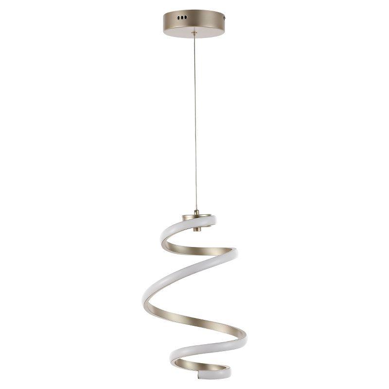 11" Whirl Modern Minimalist Aluminum/Iron Abstract Integrated LED Pendant Silver - JONATHAN Y: ETL Listed, Dimmable Ceiling Fixture