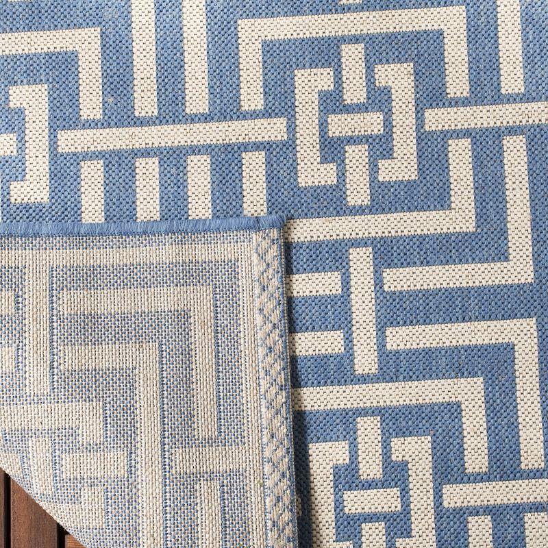 Coastal Charm Cream & Blue Geometric Synthetic Area Rug, 3' x 5'