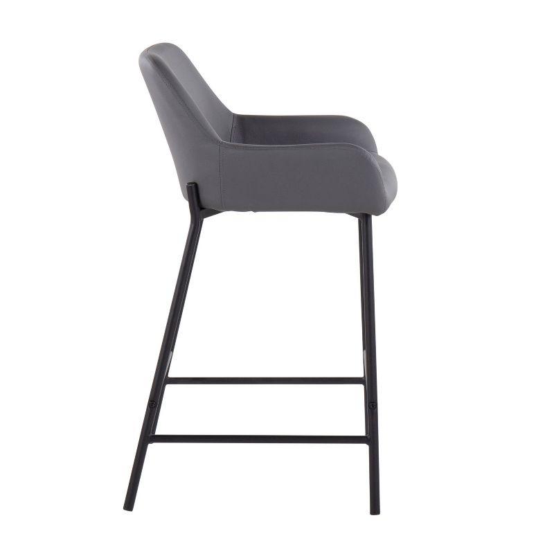 Set of 2 Daniella Metal/Faux Leather Counter Height Barstools Black/Gray - LumiSource: Padded, Modern Design, 250lb Capacity