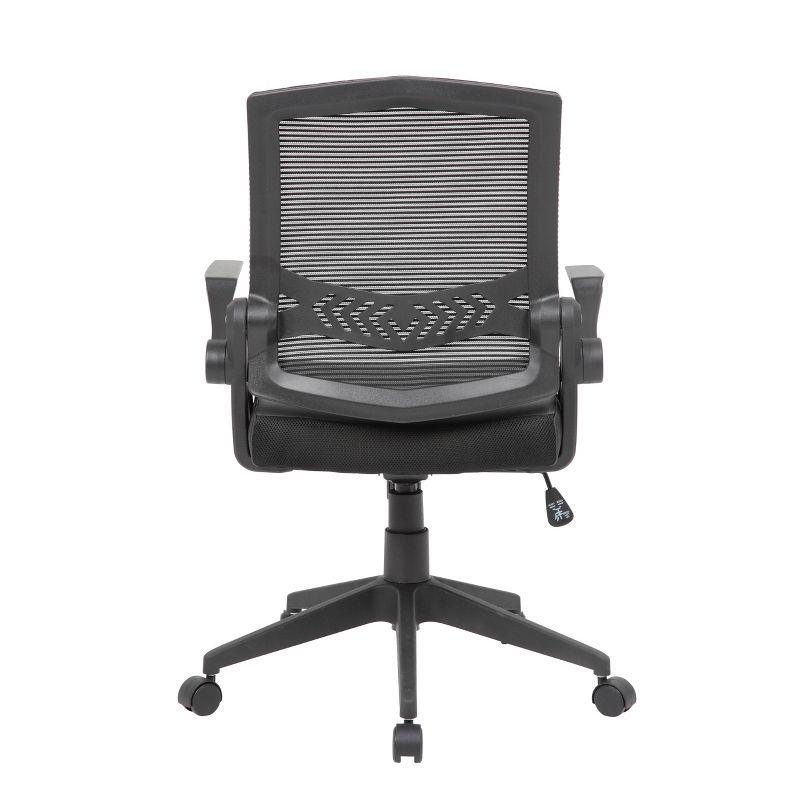 Mesh Flip Arm Task Chair Black - Boss Office Products: Pneumatic, Swivel, Upholstered, 275lb Capacity