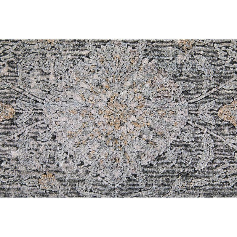 Sarrant Transitional Damask Gray/Silver/Tan Area Rug