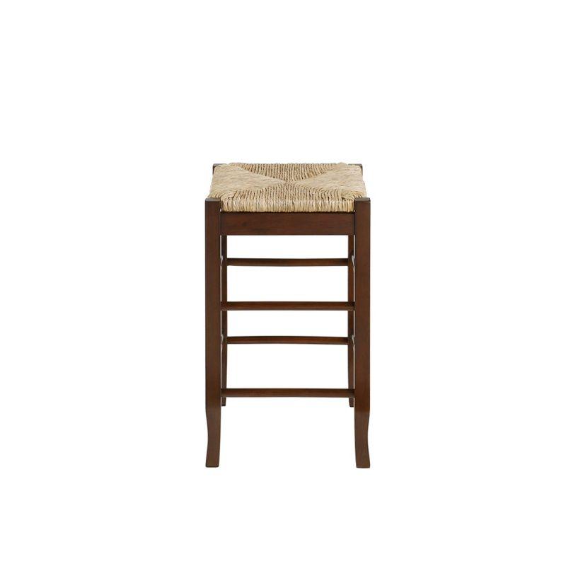 Boraam 24" Rush Seat Hardwood Counter Height Barstool Cappuccino: Solid Wood, Fixed Height, 300lb Capacity