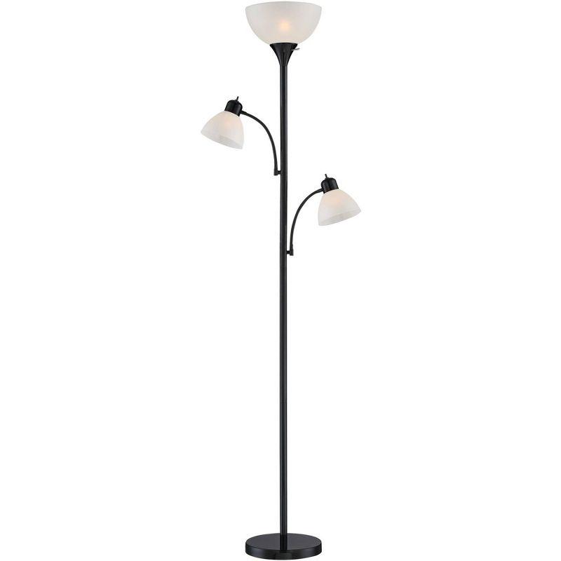 Alexa-Enabled Modern Black Torchiere Floor Lamp with Adjustable Multi-Head