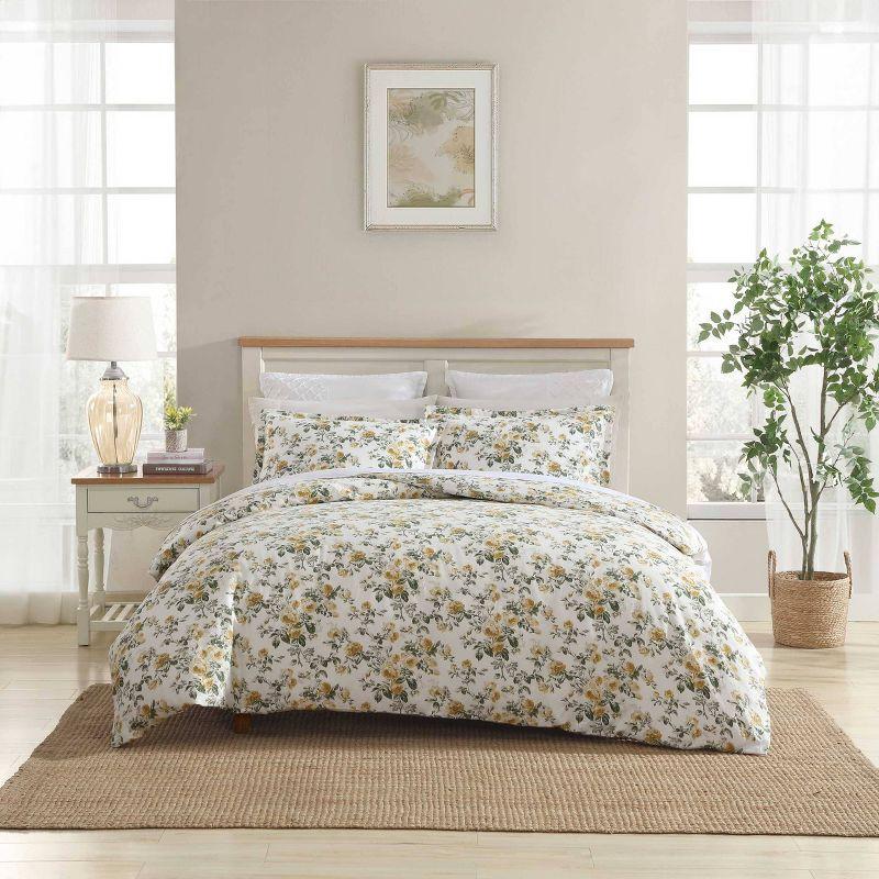 Laura Ashley Roses Cotton Reversible Gold Duvet Cover Set