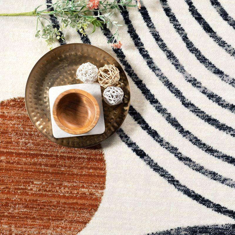 Beige Abstract Synthetic Non-slip Area Rug