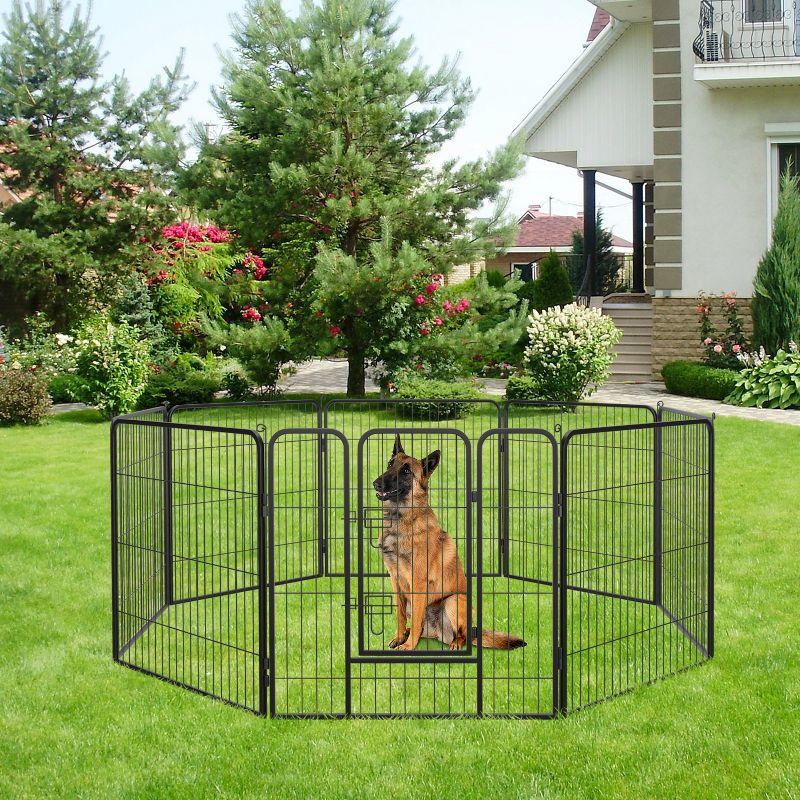 FDW Dog Playpen Pet Dog Fence 32" Height 8 Panels Metal Dog Pen Outdoor Exercise Pen with Doors for Large/Medium /Small Dogs for RV,Camping,Yard