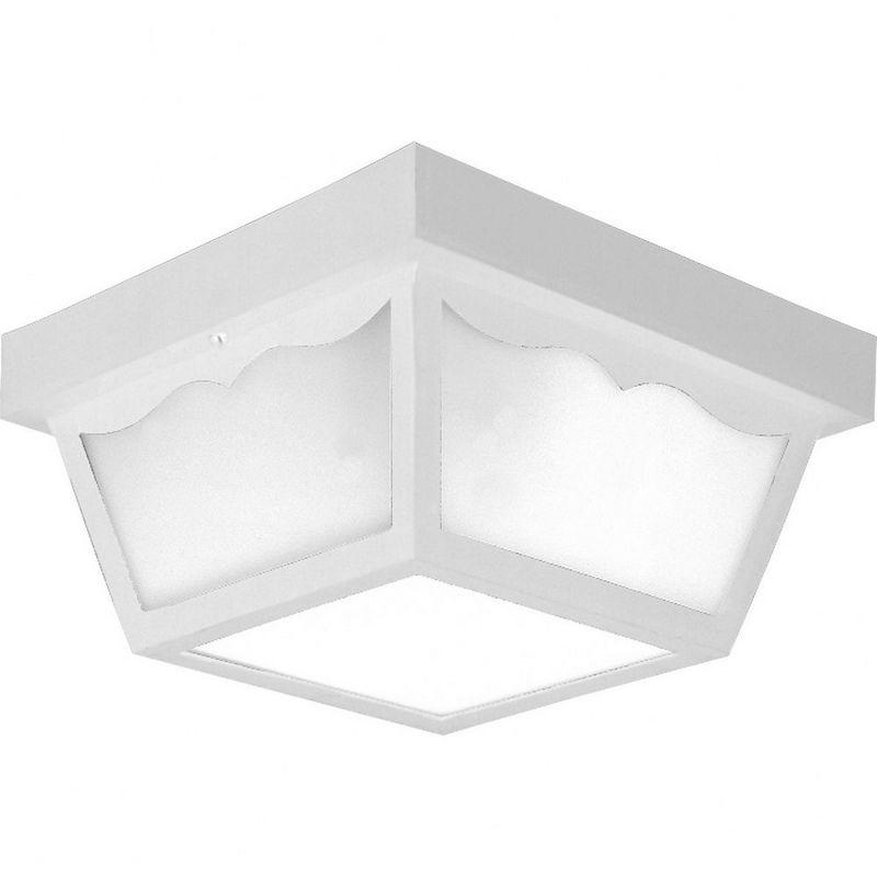 Progress Lighting Chadford 2-Light Flush Mount Ceiling Light, White Porcelain, Scalloped Edge Detailing, White Acrylic Diffuser