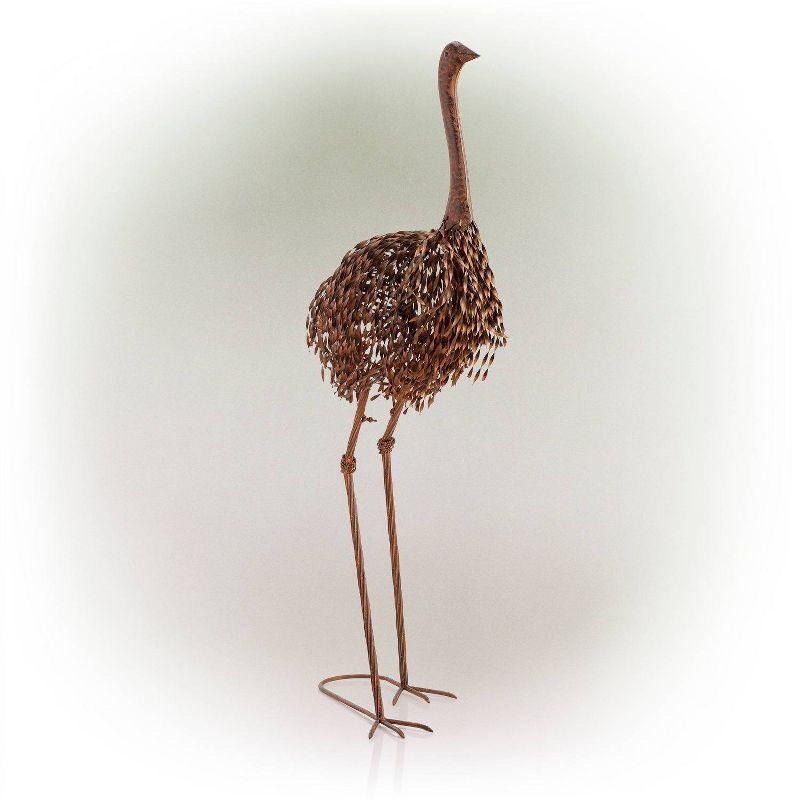 45" x 22" Outdoor Metal Peaking Standing Ostrich Statue Brown - Alpine Corporation: Weather-Resistant Iron Decor