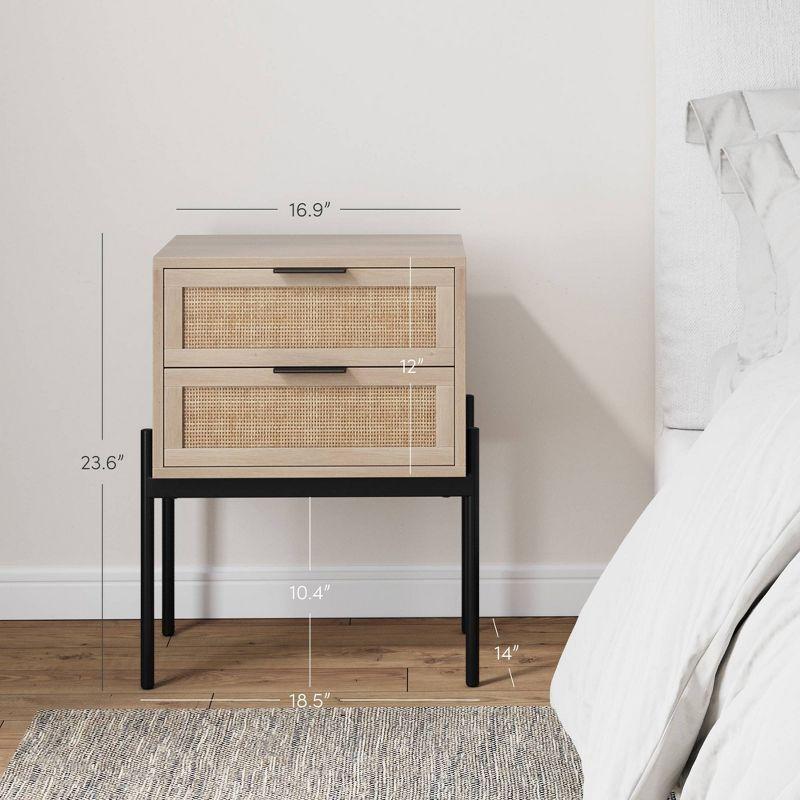Nathan James Set of 2 Andrew Rattan Nightstand Light Oak