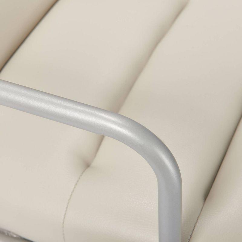 Ivory White Executive Leather Swivel Chair with Metal Frame