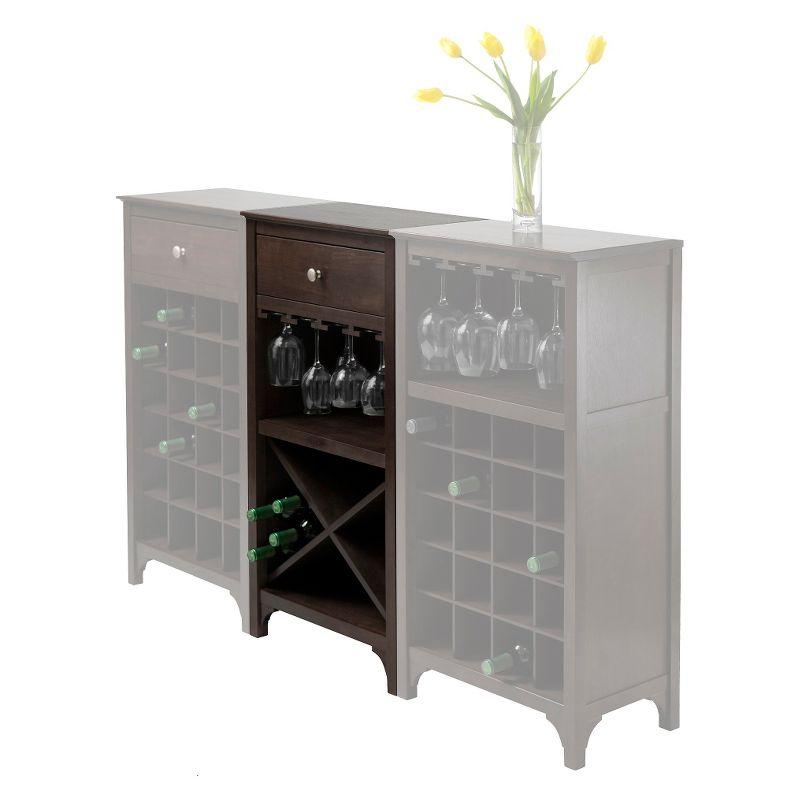 X-Shelf Drawer Wine Cabinet Wood/Coffee - Winsome