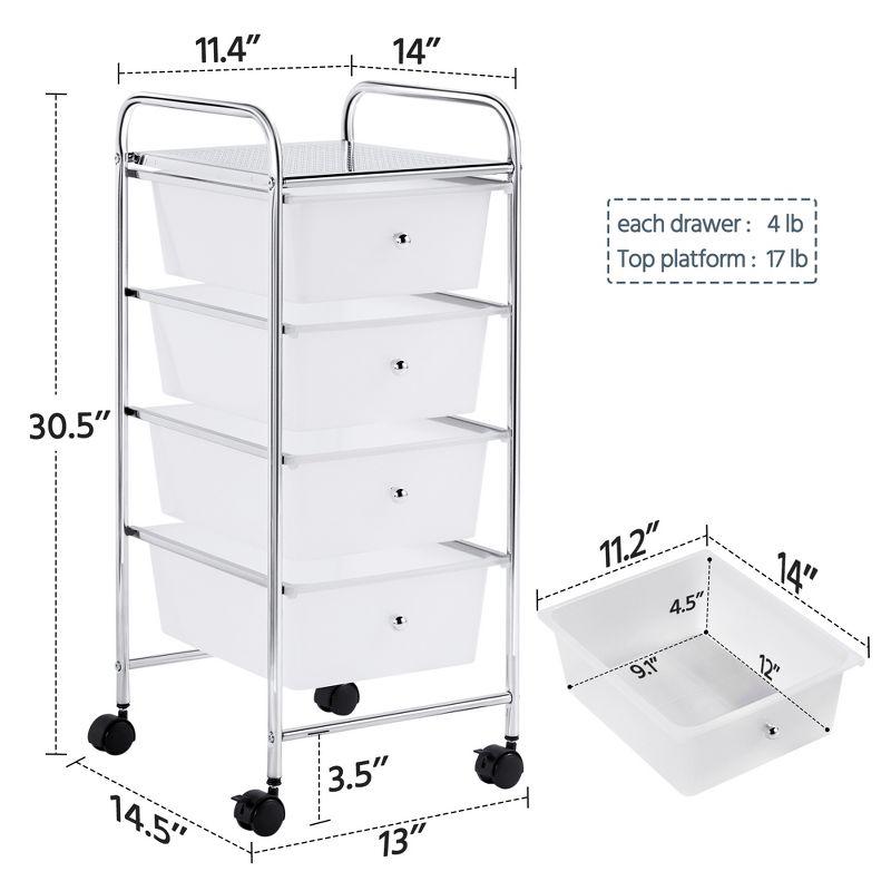 Yaheetech Drawers Rolling Storage Cart Metal Frame Plastic Drawers for Office/Home/Study