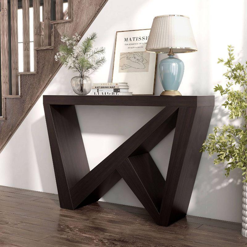 24/7 Shop At Home 48" Sunguard Modern Rectangular Console Table: Geometric Red Cocoa Design