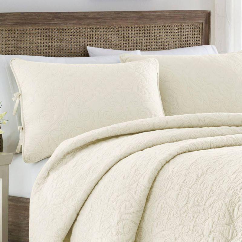 Laura Ashley King Felicity Quilt and Sham Set Ivory: Bedding, Pre-Washed, Lightweight Fabric