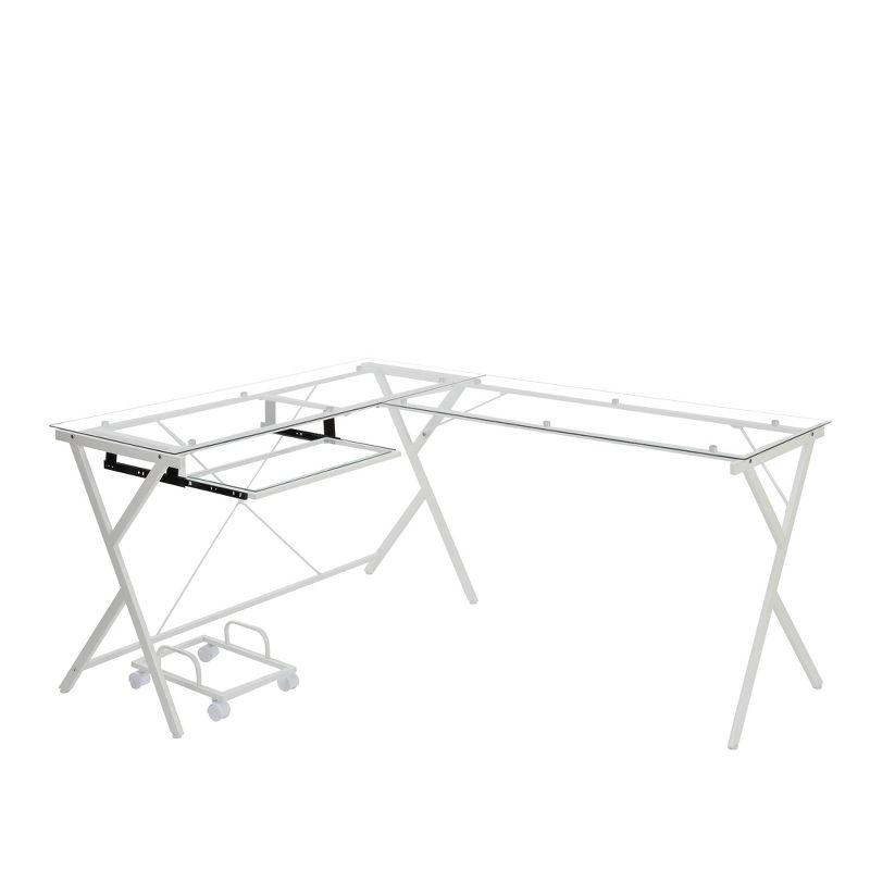 62" Dazenus Desks Clear Glass Top & White Finish - Acme Furniture: Modern Office Furniture with Wooden Base