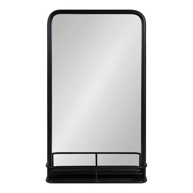 Estero 18x30 Black Metal-Forged Radius Rectangle Wall Mirror with Shelf