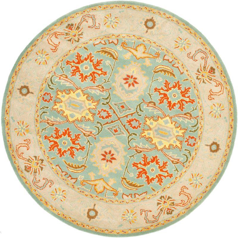 Heritage HG734 Handmade Area Rug - 8' Round - Light Blue/Ivory - Safavieh