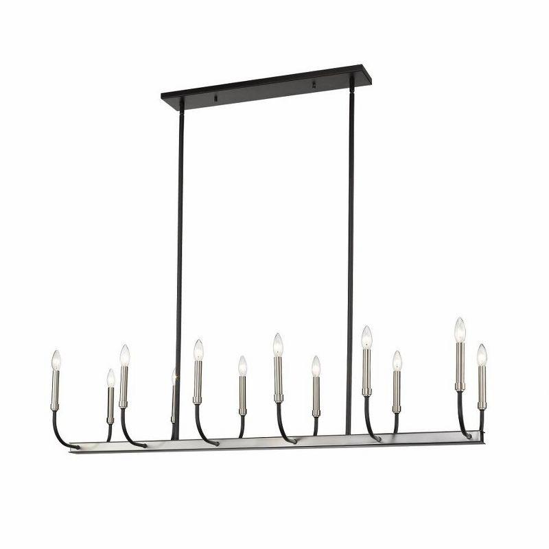 Haylie Classic 56" Matte Black & Brushed Nickel 12-Light Chandelier