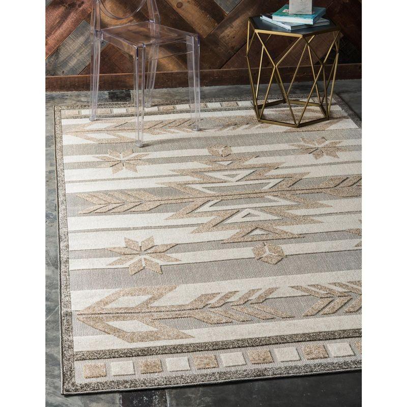 Unique Loom 7' 0 x 10' 0 Beige Outdoor Modern Albuquerque Area Rug