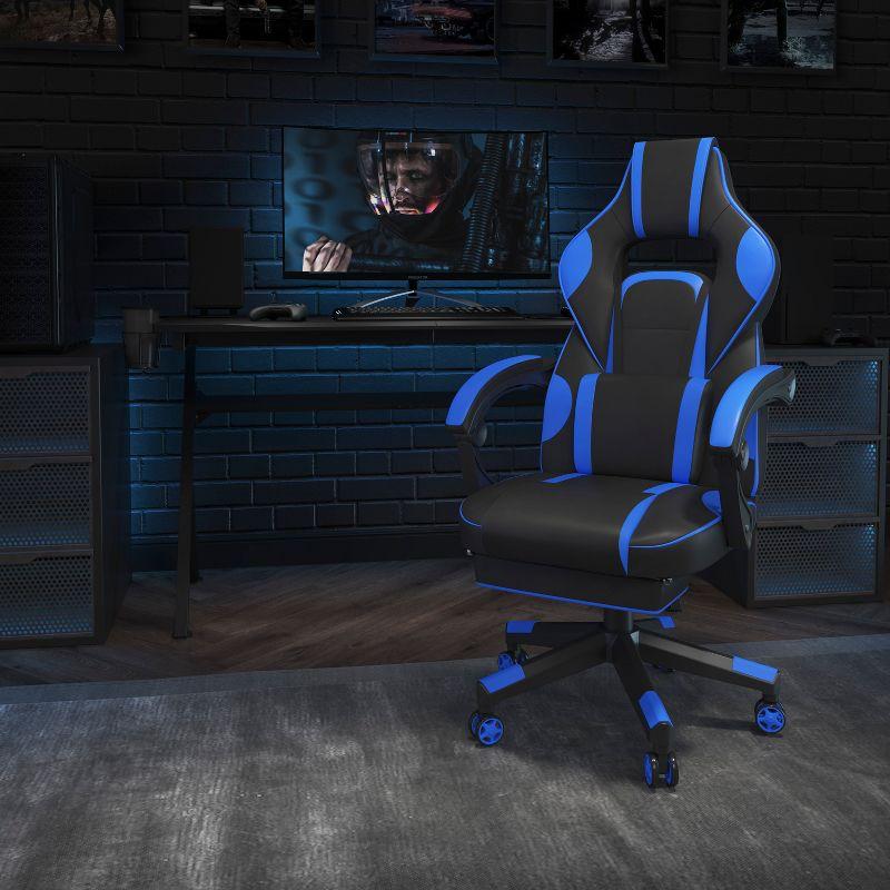 Flash Furniture X40 Gaming Chair Racing Ergonomic Computer Chair with Fully Reclining Back/Arms, Slide-Out Footrest, Massaging Lumbar