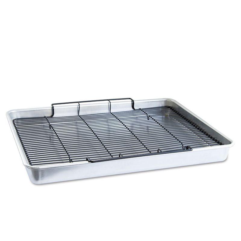 Extra Large Silver Aluminum Non-stick Cookie Sheet with Rack