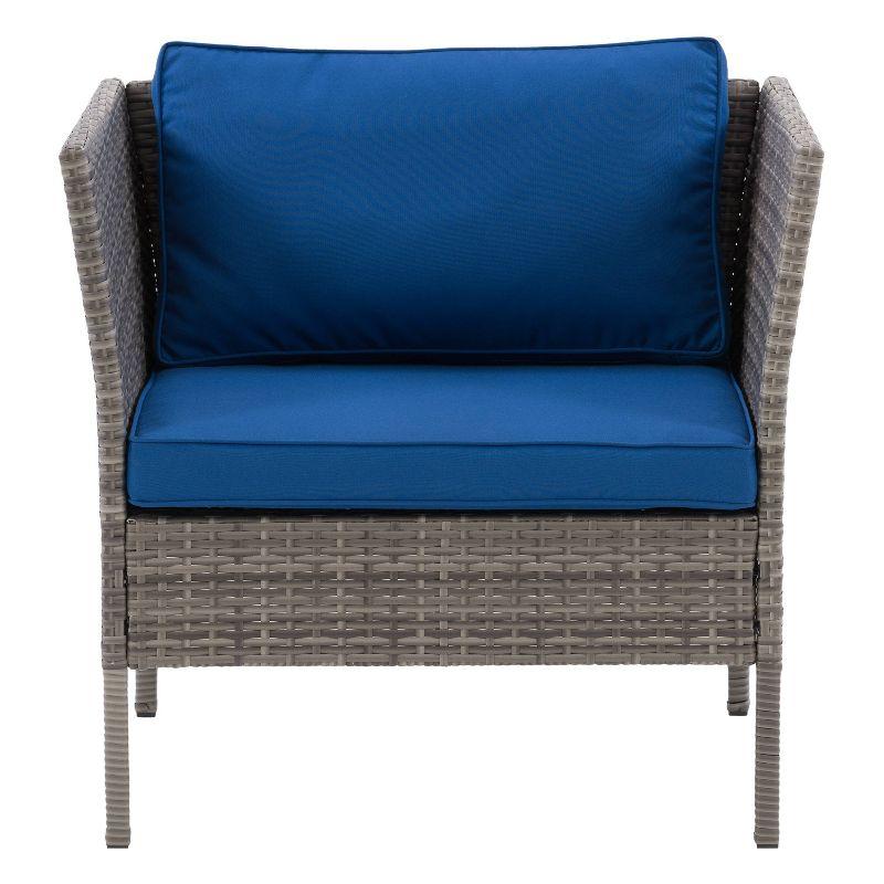 Patio Arm Chair with Cushions - Gray/Blue - CorLiving