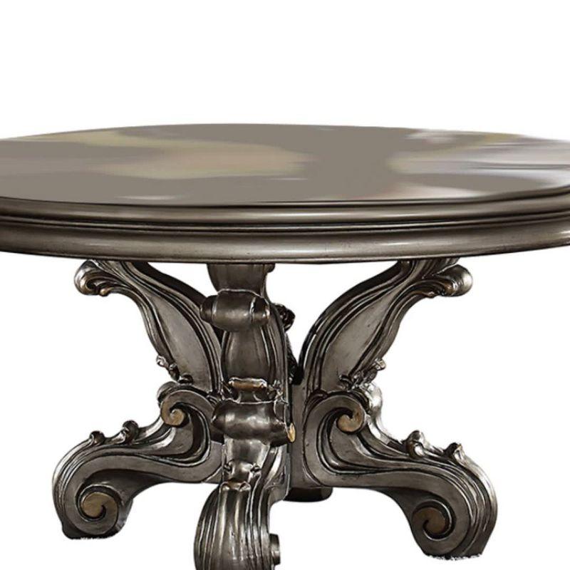 60" Antique Platinum Round Wood Dining Table