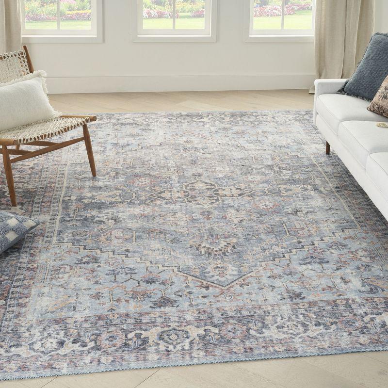 Nicole Curtis Light Grey/Blue Floral Flat Woven Area Rug 7'10" x 9'10"