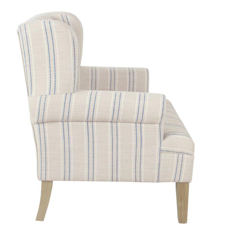 Emerson Striped Wingback Accent Chair in Blue and White