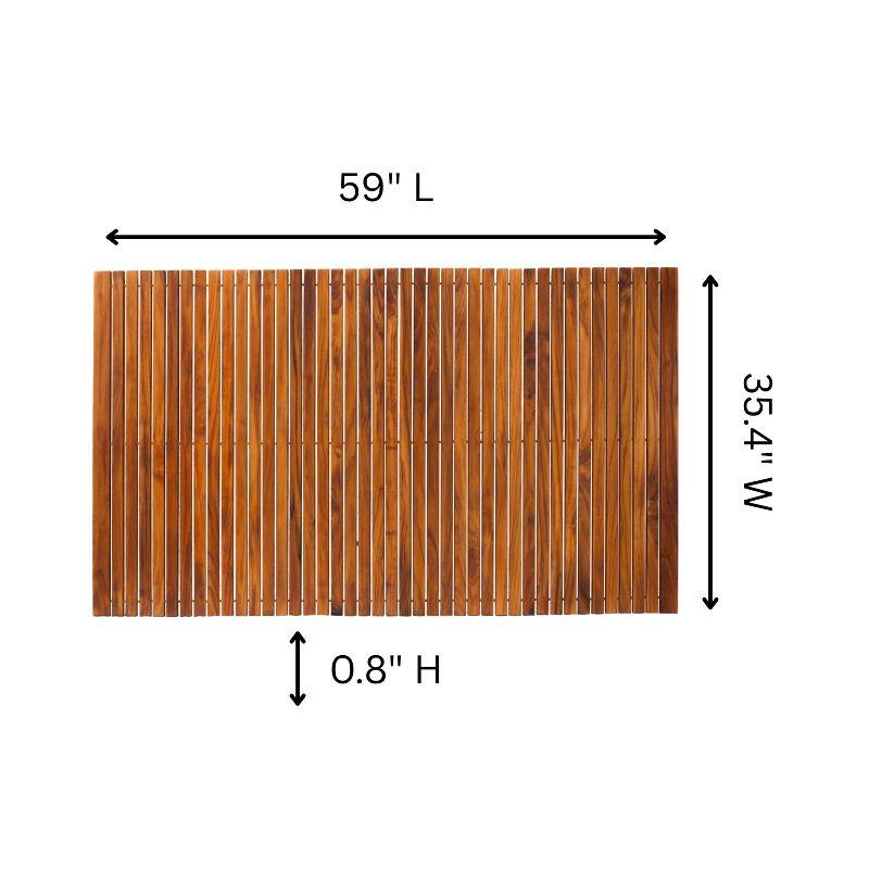 Nordic Teak 59" x 35" Extra Large Oiled Shower and Bath String Mat with Rubber Footing - Brown