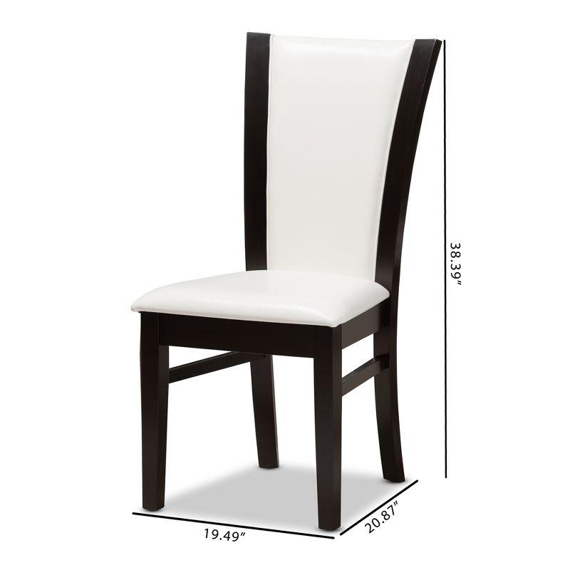 Set of 2 Adley Modern And Contemporary Finished Faux Leather Dining Chairs White/Dark Brown - Baxton Studio