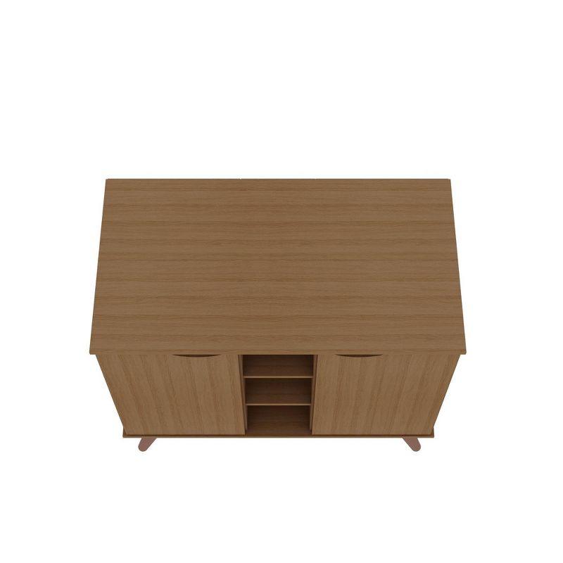 Manhattan Comfort 39.37" Hampton Buffet Stand Maple Cream: Mid-Century Modern Sideboard, Fixed Shelves