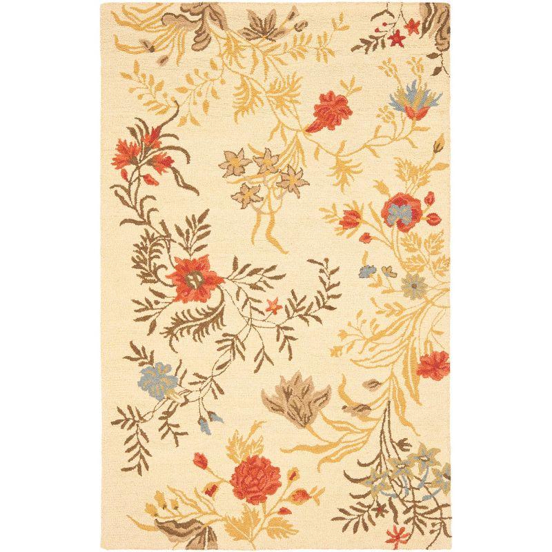 Handmade Floral Wool Tufted Reversible Area Rug, 5' x 8'