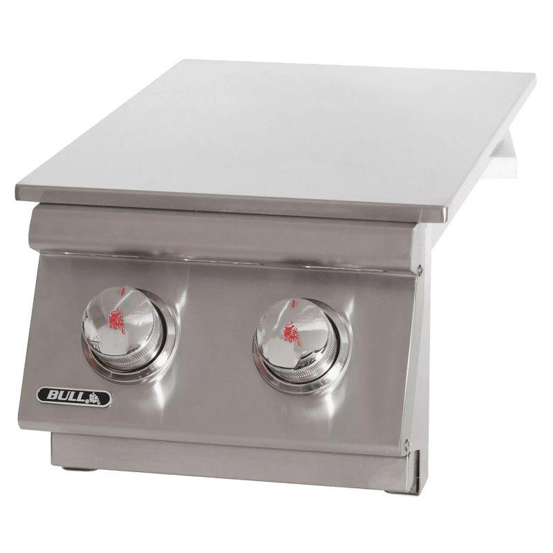 Bull Outdoor Products 22,000 BTUs Slide In Stainless Steel Double Side Burner with Removable Stainless Steel Cover and Brass Burners