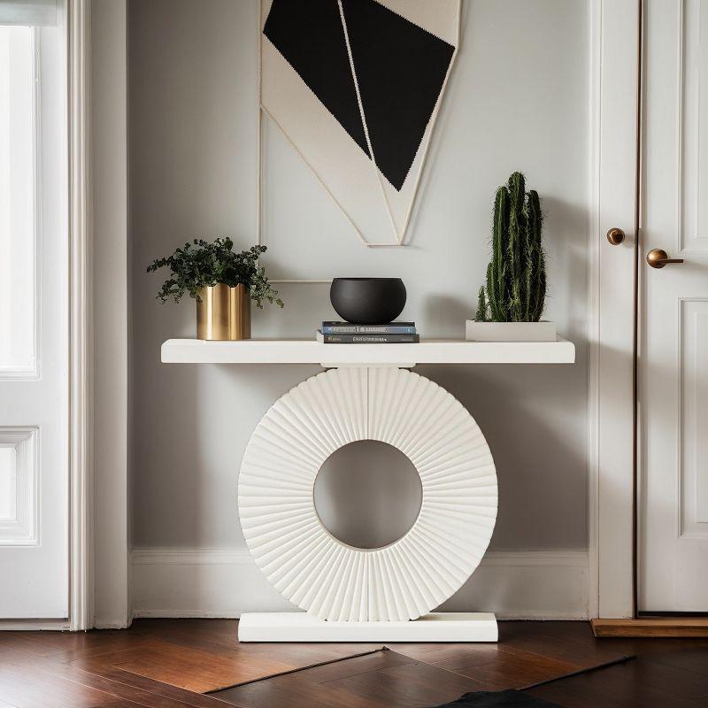 Resenkos Entryway Table, Console Sofa Table,Modern Console Table 40" Wood Sofa Table with Geometric Base,White