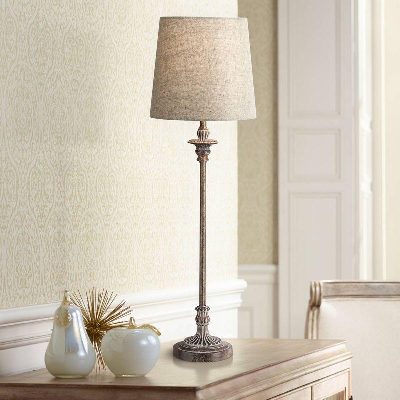 Bentley 31.5" Weathered Brown Buffet Table Lamp with Linen Shade