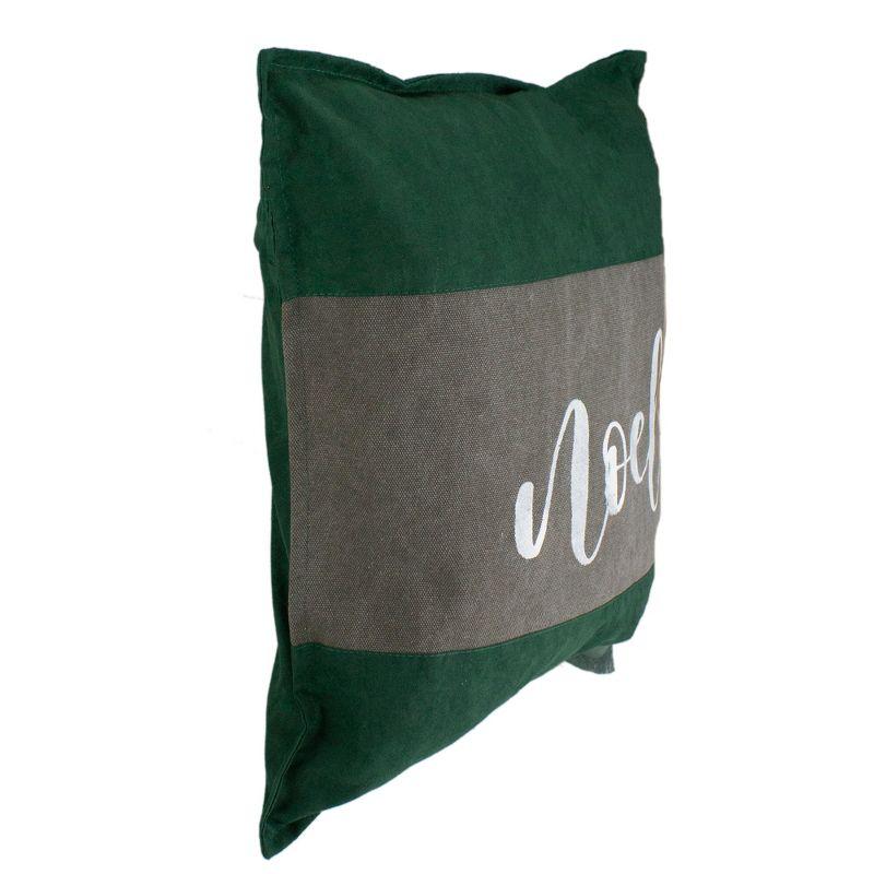 Green and Brown Suede Noel Typography Square Throw Pillow