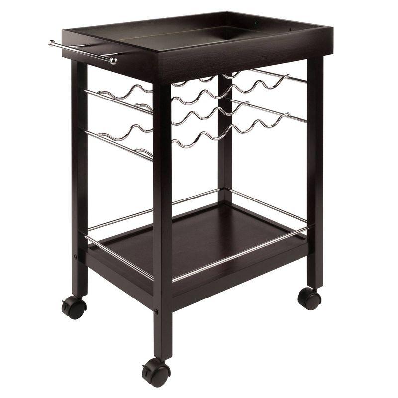 Johnnie Bar Cart Dark Espresso - Winsome: Hardwood Beverage Trolley with Wine Storage, 30 Day Limited Warranty