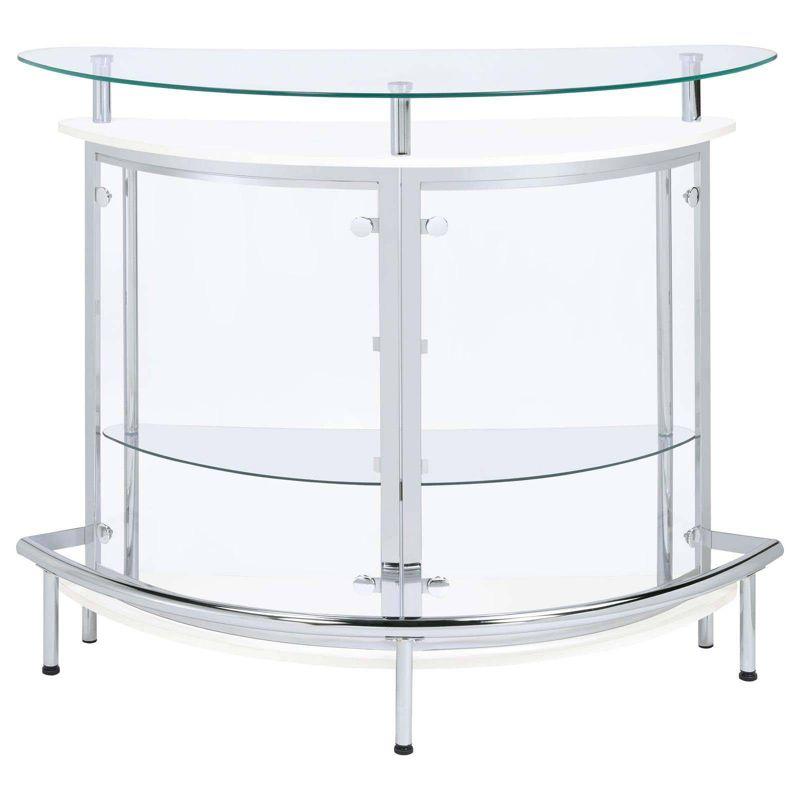 Coaster Amarillo Modern 2 Tier Home Bar Cabinet White/Chrome