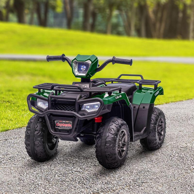 Aosom 12V Kids ATV Battery-Operated with AUX Port & USB, Kids 4 Wheeler with Tough Wear-Resistant Tread, Electric Four Wheeler Kids Ride on Car