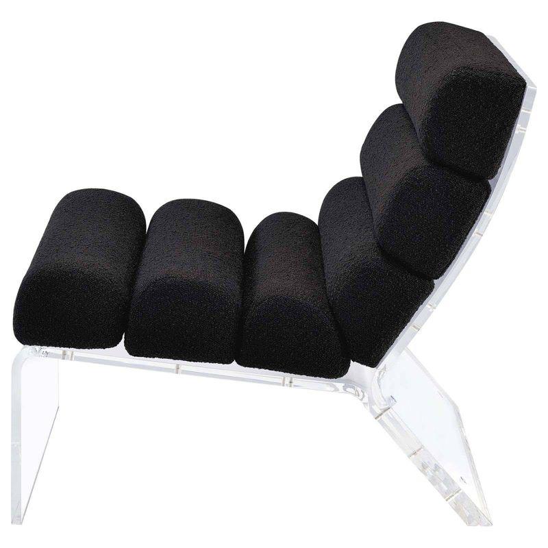 Black Bouclé Upholstered Accent Chair with Clear Acrylic Frame